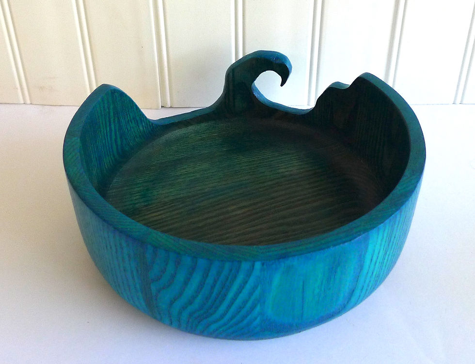 Thumbnail: Wooden Catchall Wave Design Bowl - Blue - Coin Bowl, Key Bowl - Great Gift