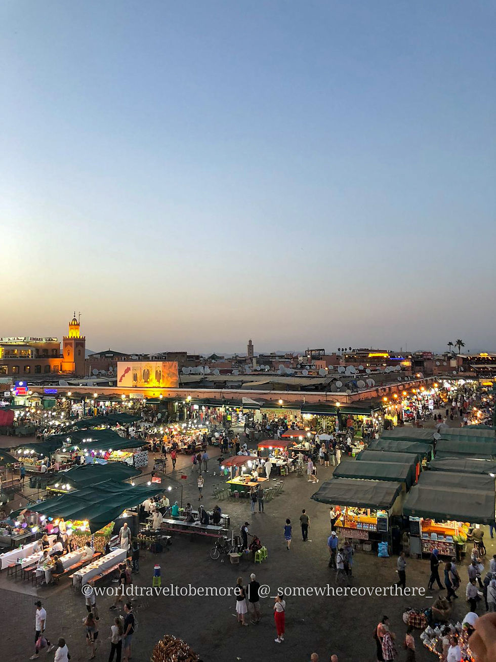 Piazza Jamaa El Fna, Marrakech. Viaggio di una settimana in Marocco | worldtraveltobemore.com