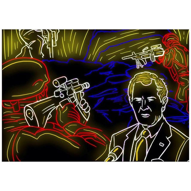 Neon Illustration Series__Bush Warfare #illustration #neon #graphicdesign #bush #warfare