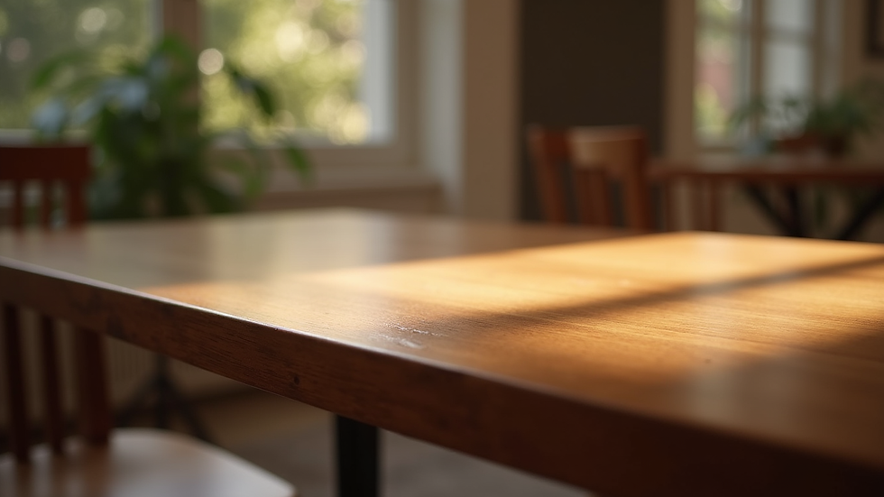 Close-up view of a premium wooden table with polished finish