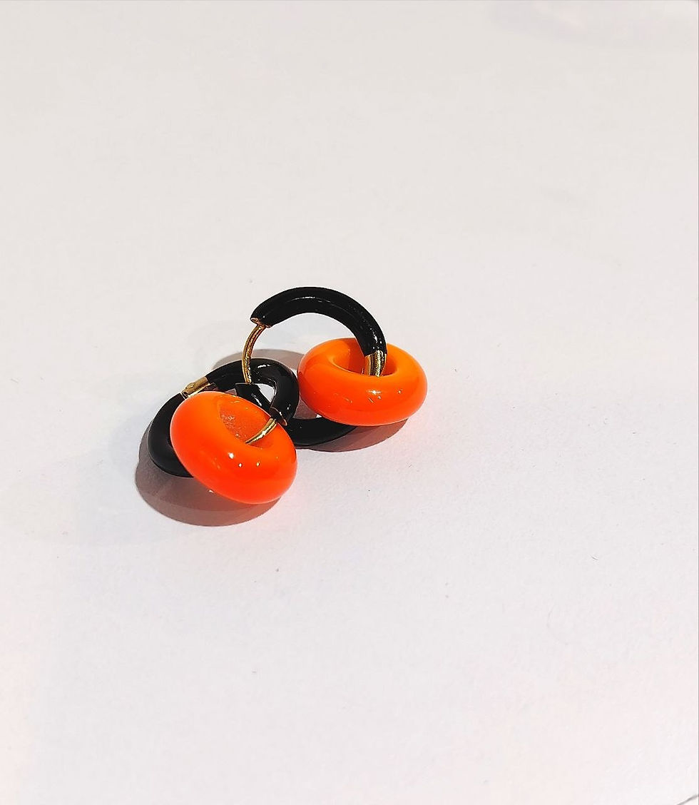 Миниатюра: ​"Dopamine Rings" handmade lampwork glass earrings