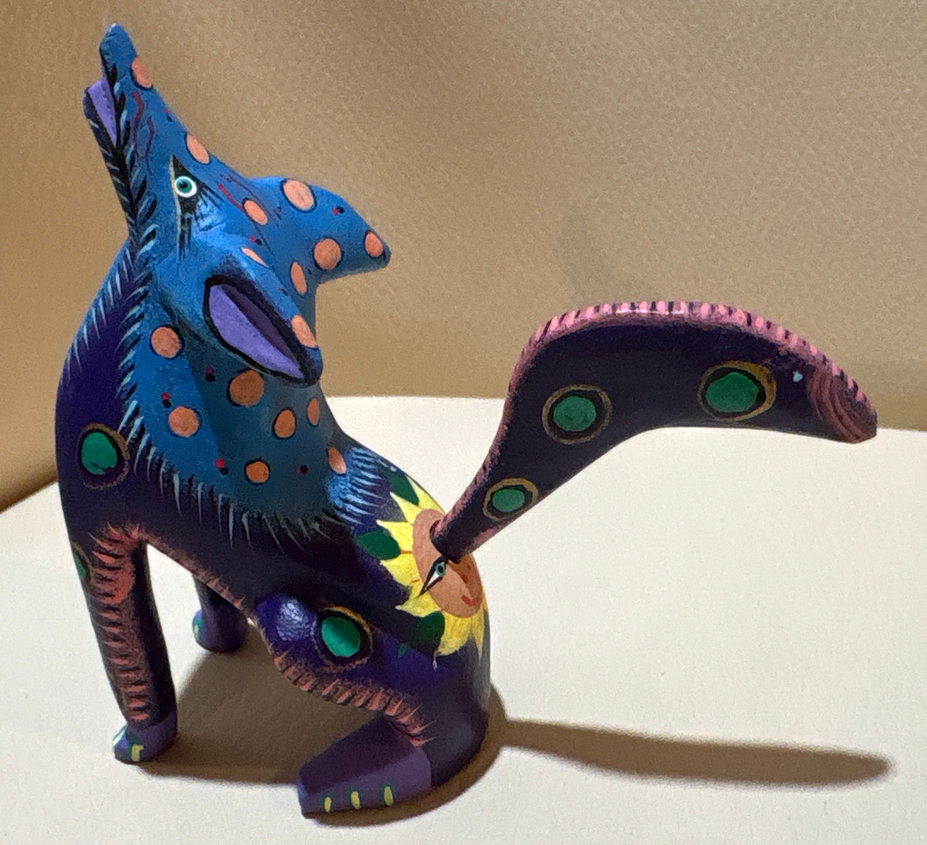 Alma de Luna Oaxacan Alebrije Coyote – Hand‑Painted Folk Art - Signed by Artist