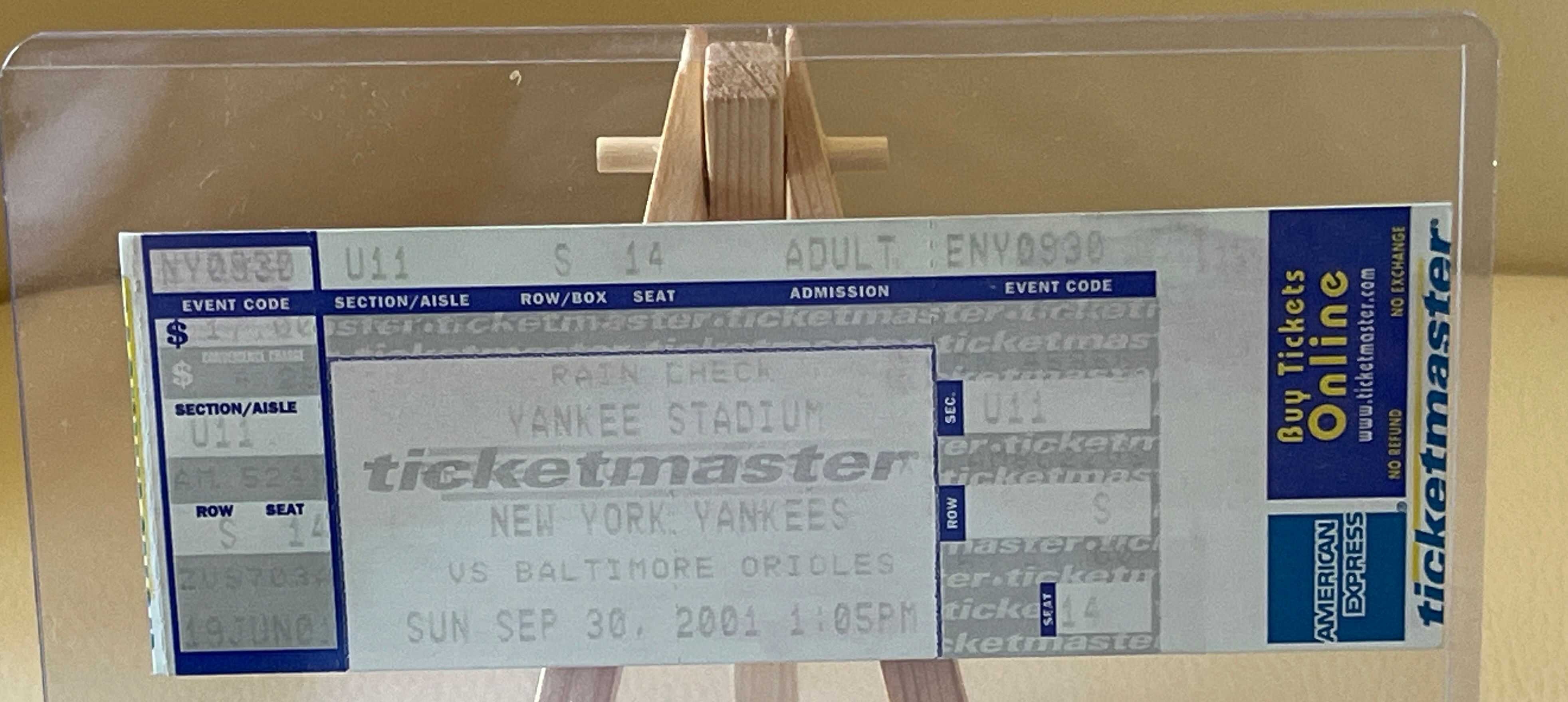 Sept 30, 2001 New York Yankees vs Baltimore Orioles - Cal Ripken Jr's Last Game!