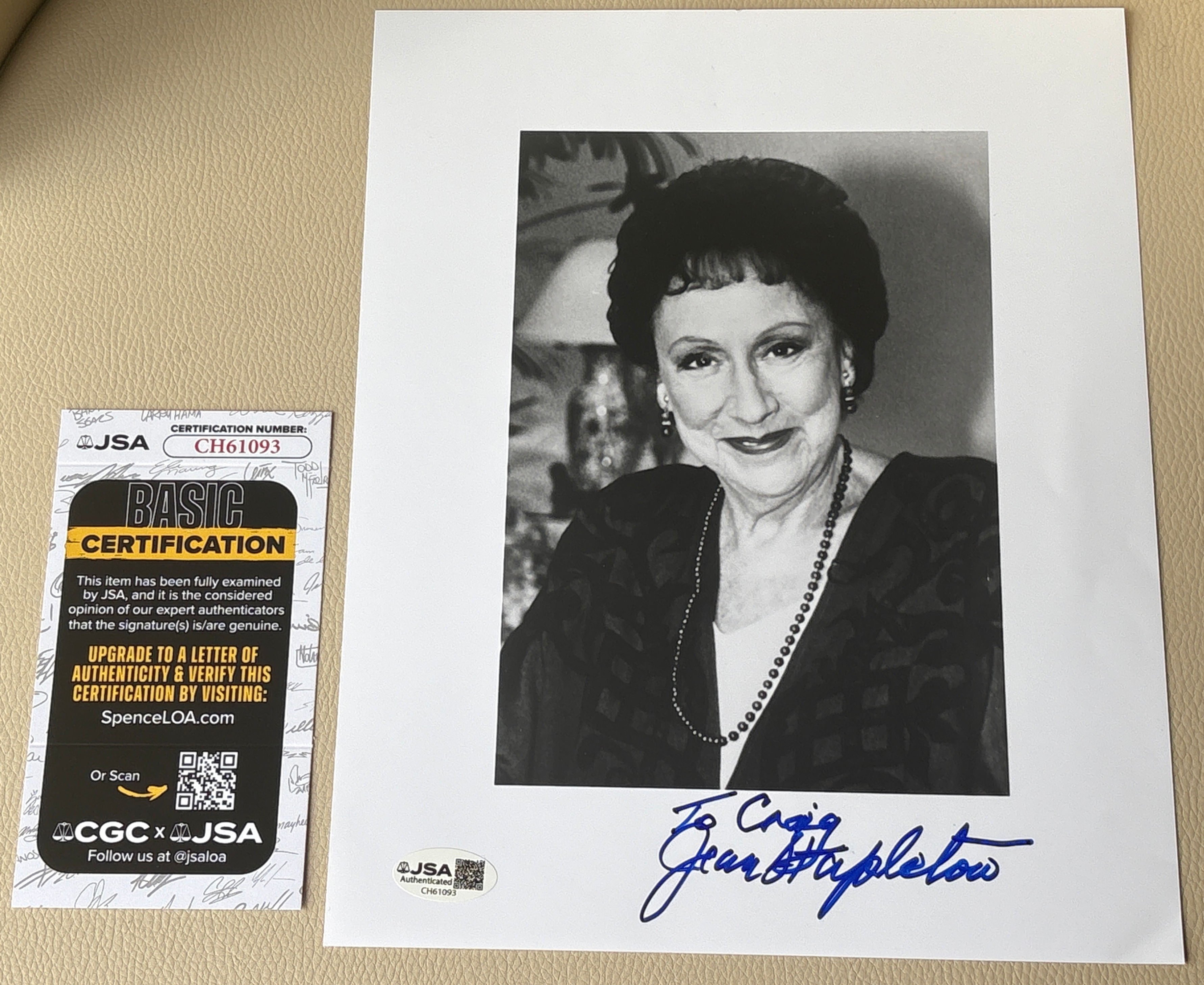 Jean Stapleton Signed 8x10 B&W Photo Jsa Coa!