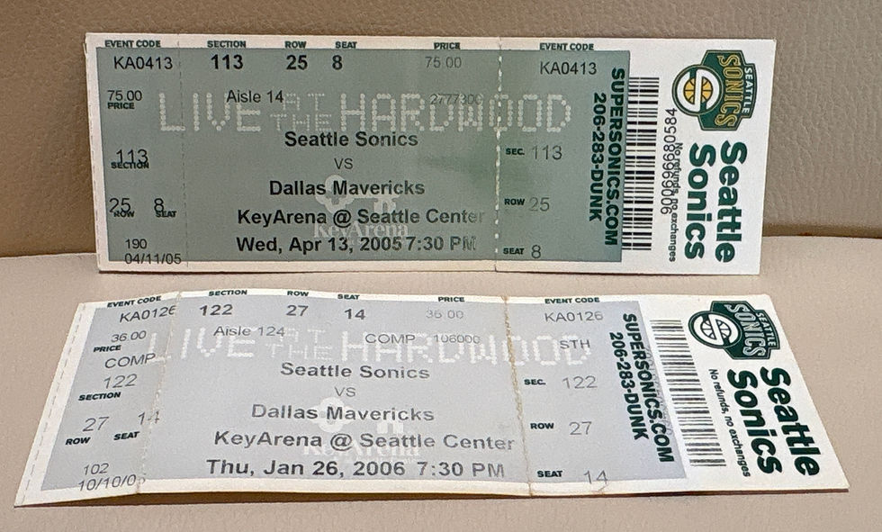 Thumbnail: Seattle SuperSonics vs. Dallas Mavericks — Lot of 2 Ticket Stubs (2005 & 2006)