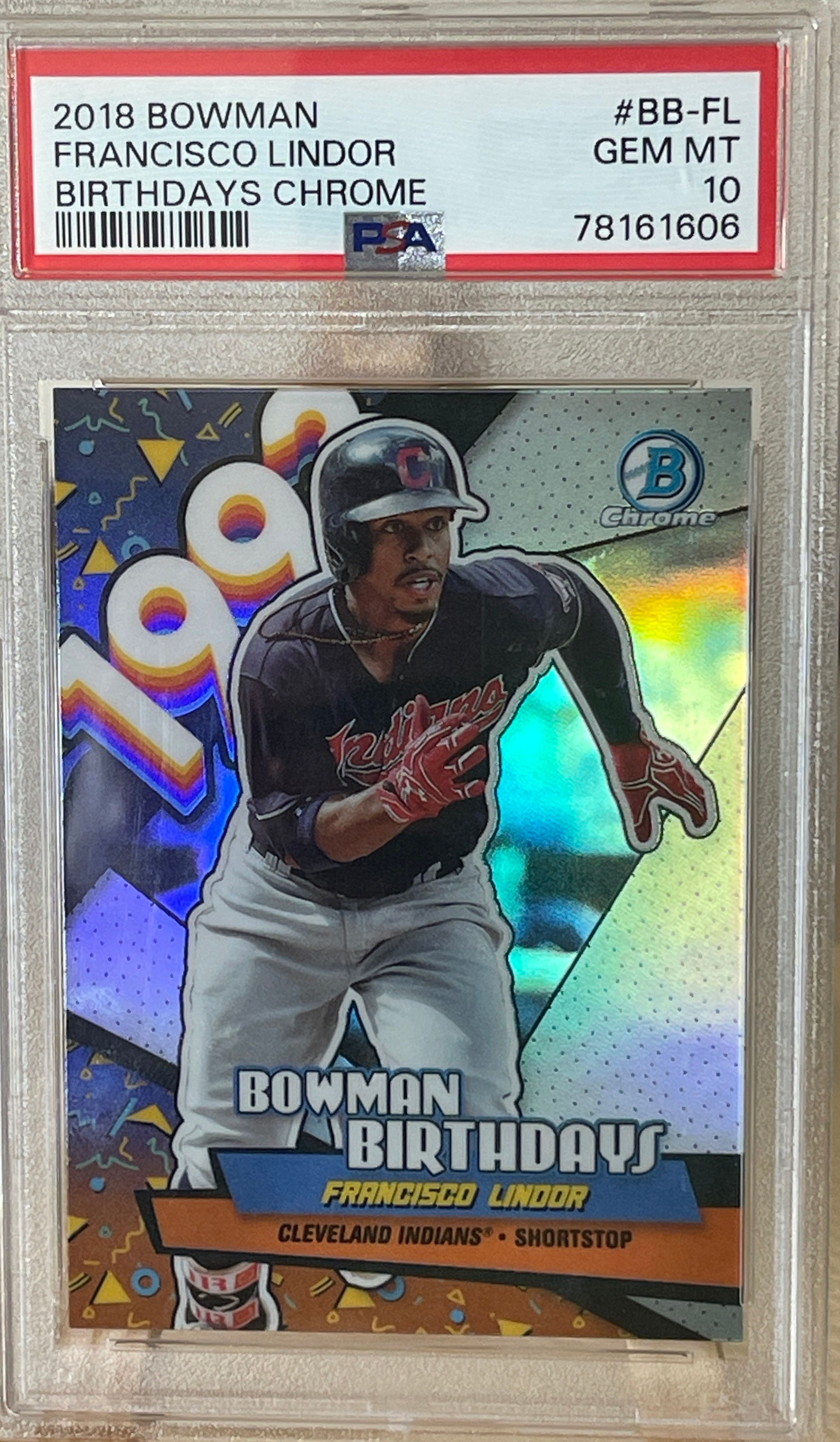 2018 Bowman FRANCISCO LINDOR Birthdays Chrome PSA 10! Low Pop!