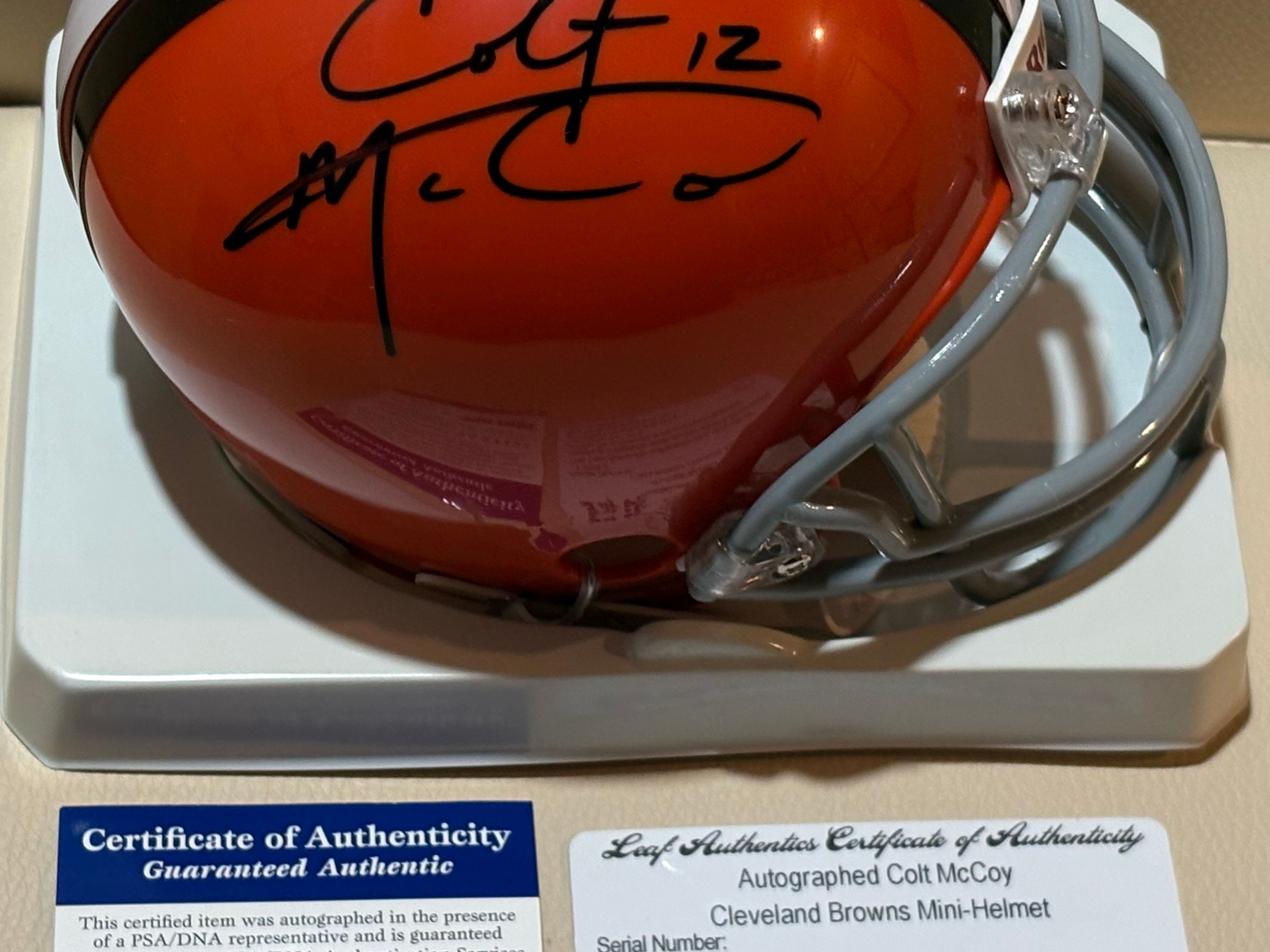 Colt McCoy Signed Cleveland Browns Mini Helmet – PSA COA!