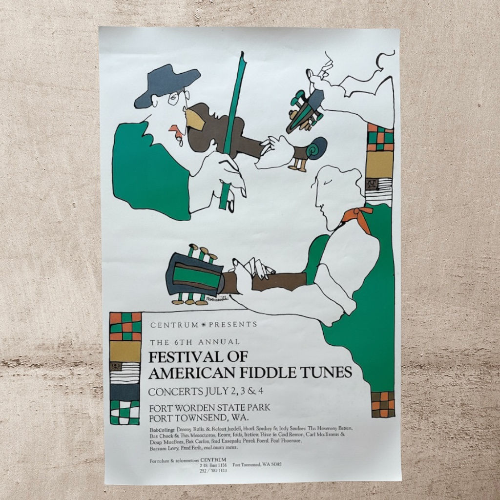 Rare 1982 Port Townsend WA Festival of American Fiddle Tunes Poster – 13"x18"
