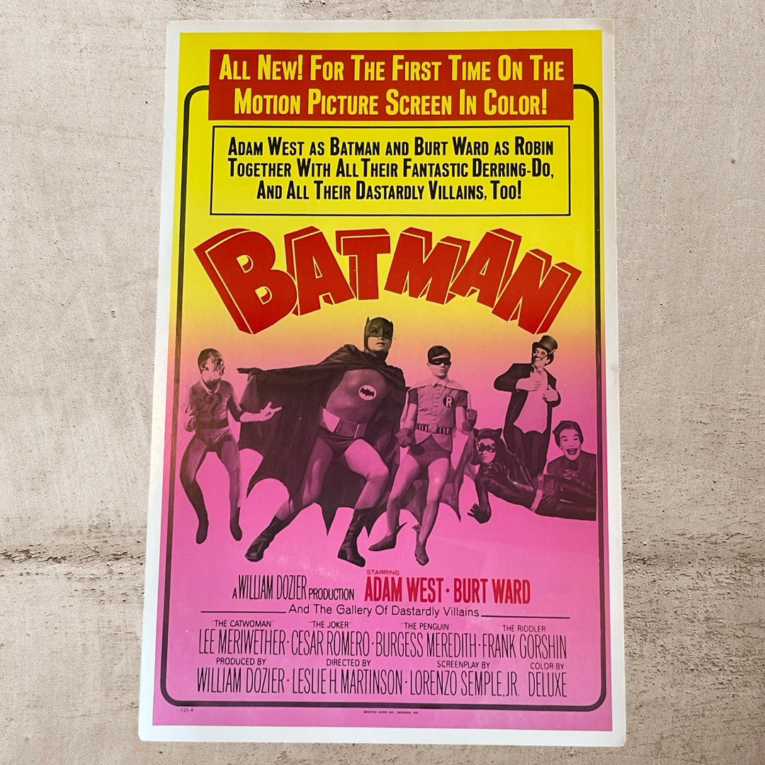 Vintage Adam West 'BATMAN' 14x22" Benton Window Card!