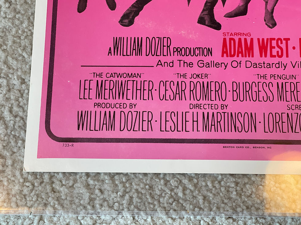Thumbnail: Vintage Adam West 'BATMAN' 14x22" Benton Window Card!