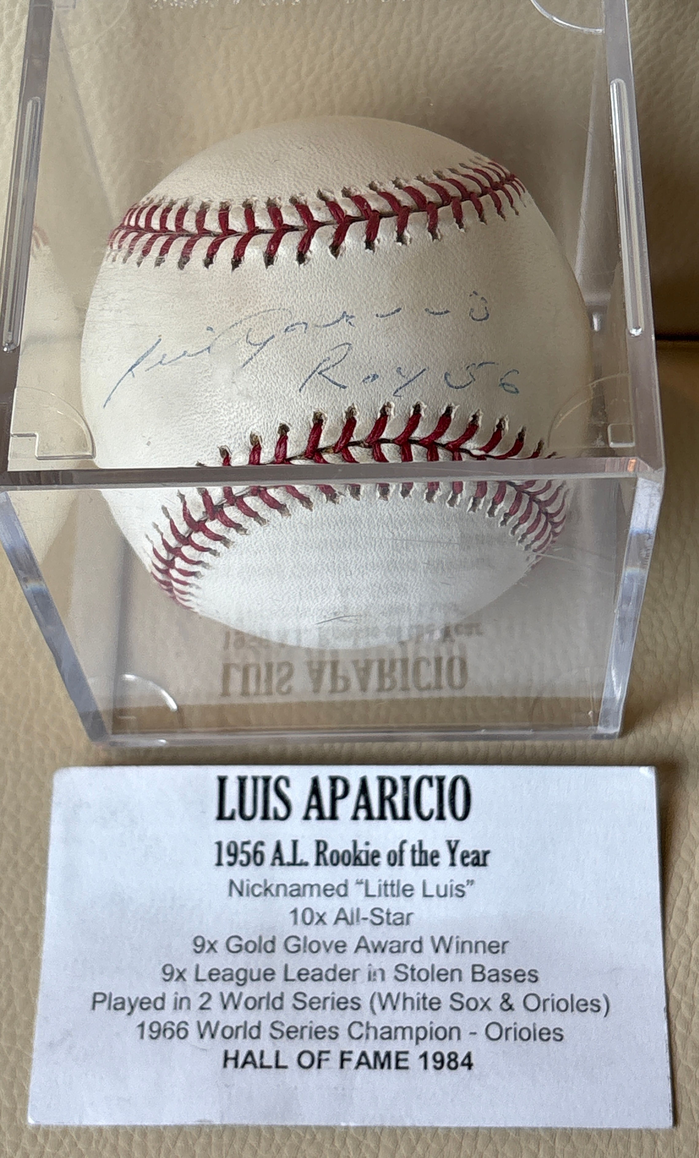 Luis Aparicio 'ROY 56' Autographed Baseball in Case – Tristar COA!