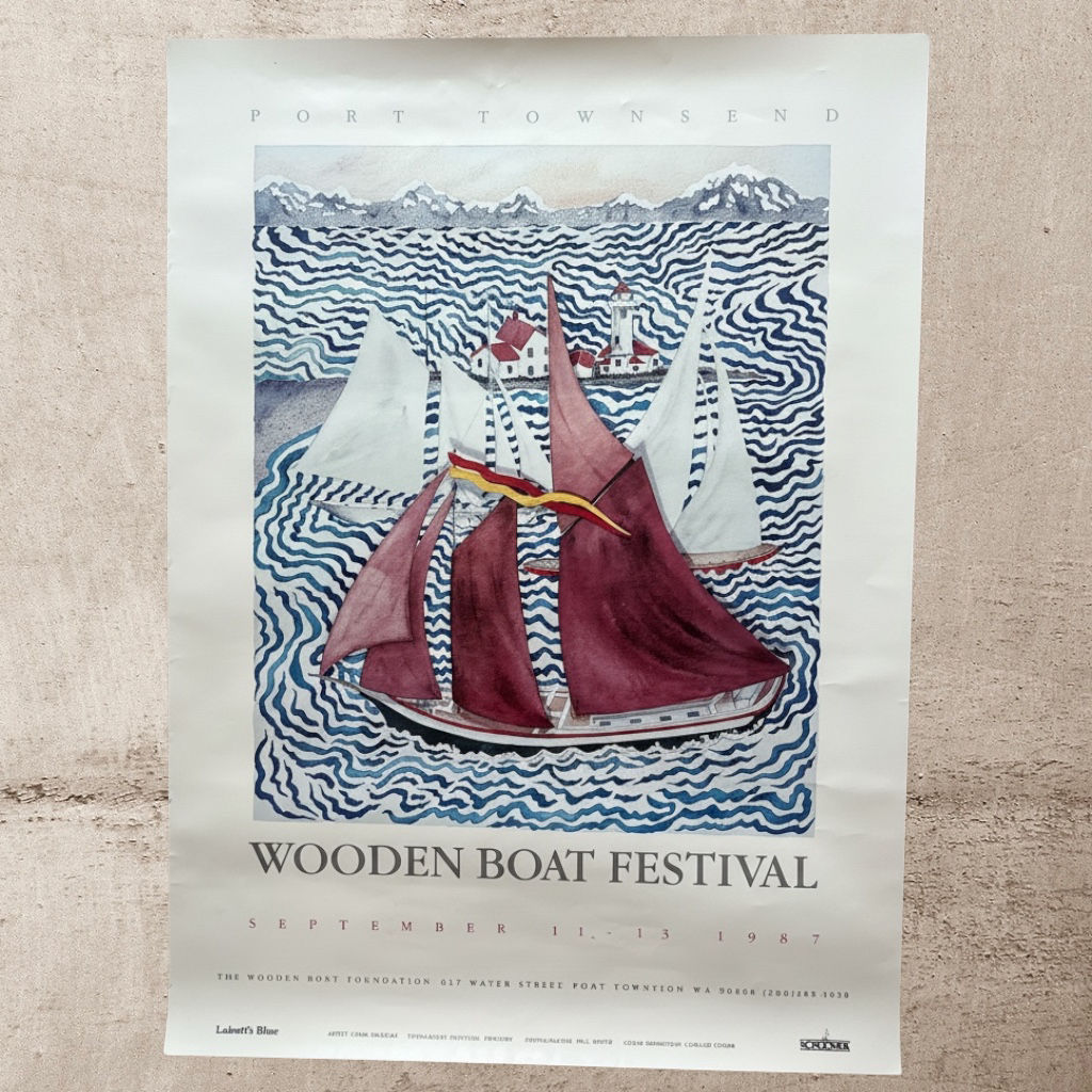 Rare 1987 Port Townsend WA Wooden Boat Festival Poster – 17"x24" Maritime Art