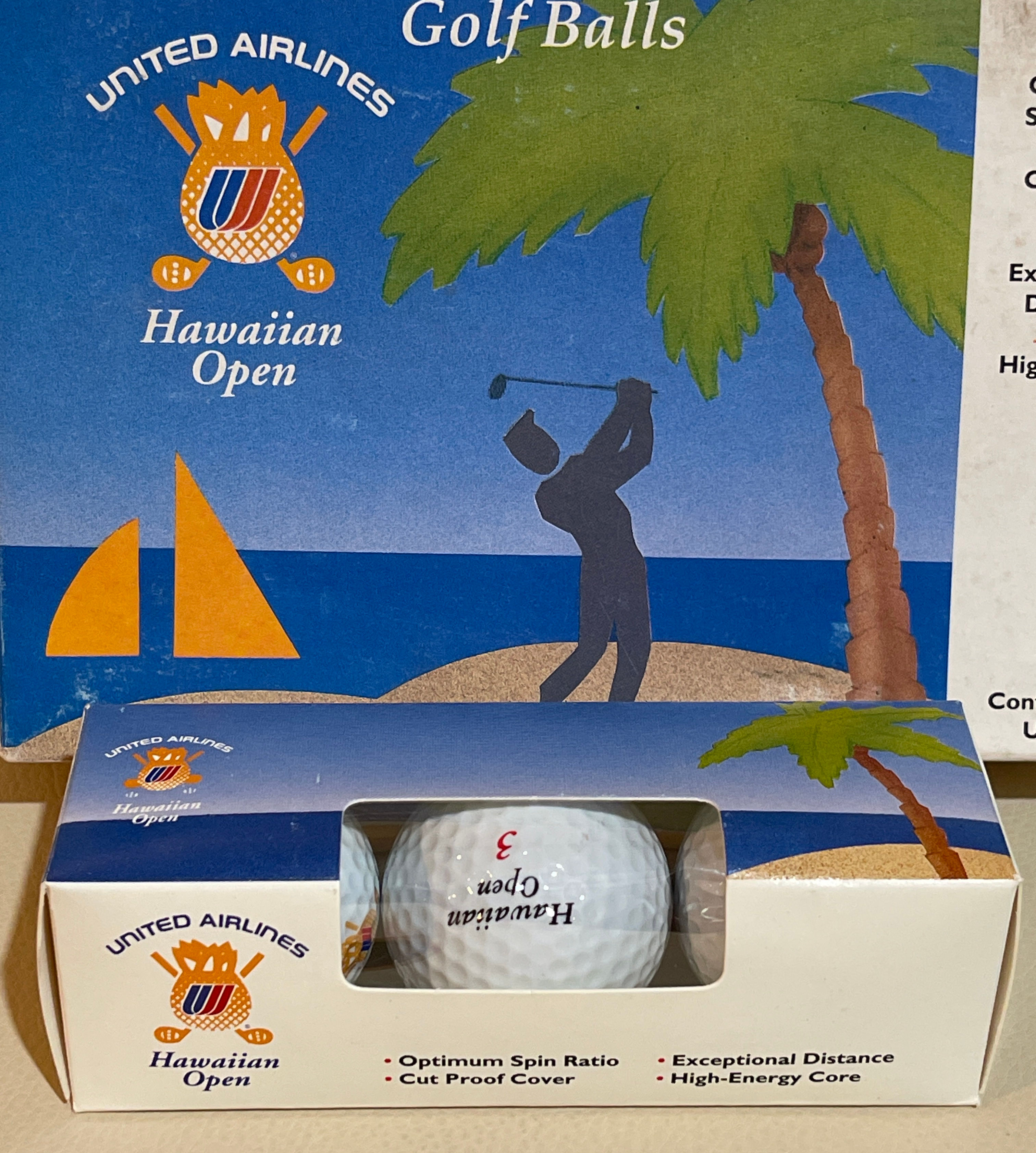 Vintage United Airlines HAWAIIAN OPEN Golf Ball Sleeve #3!