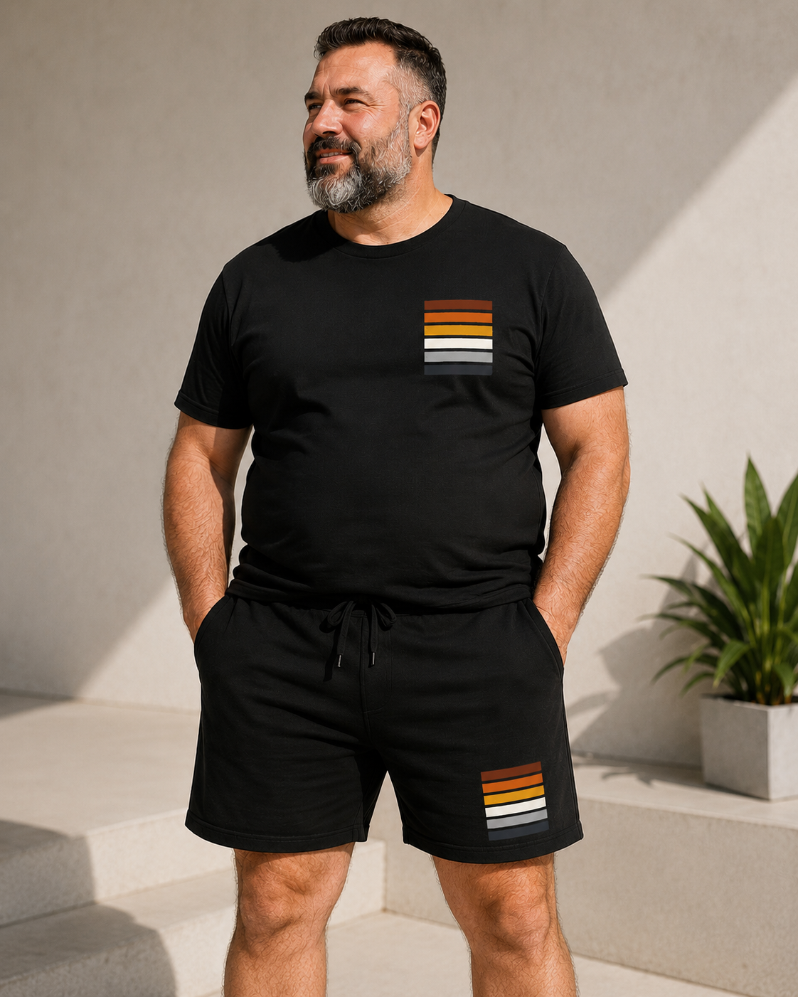 Bear Stripe Sweat Shorts, Mens Lounge Shorts