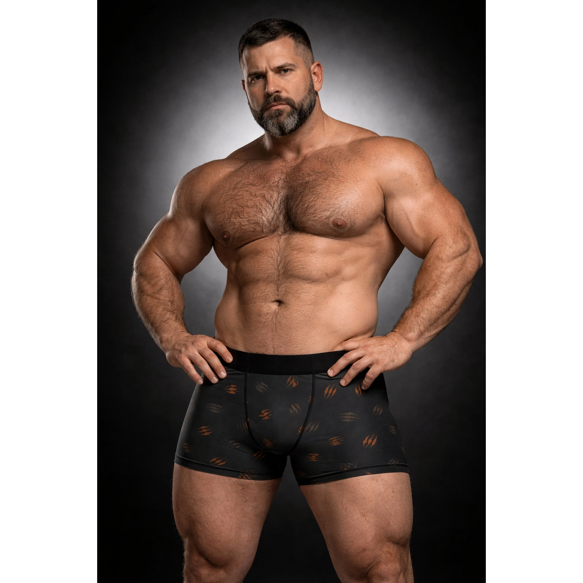Mens Bear Claw Boxer Briefs Black Underwear Masculine Bear Claw Pattern