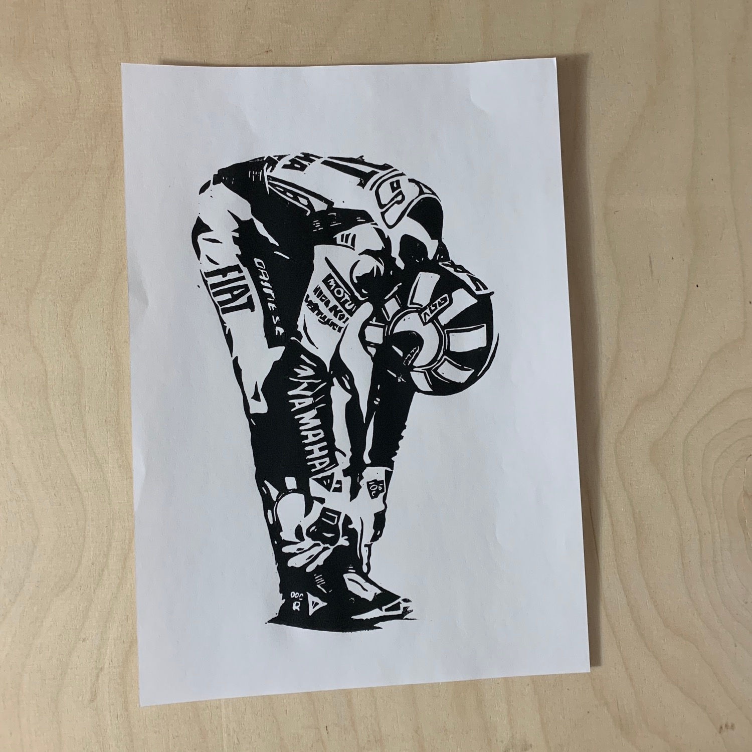 Ritual 1, The Stretch - A4 Lino Print. 46X46 series