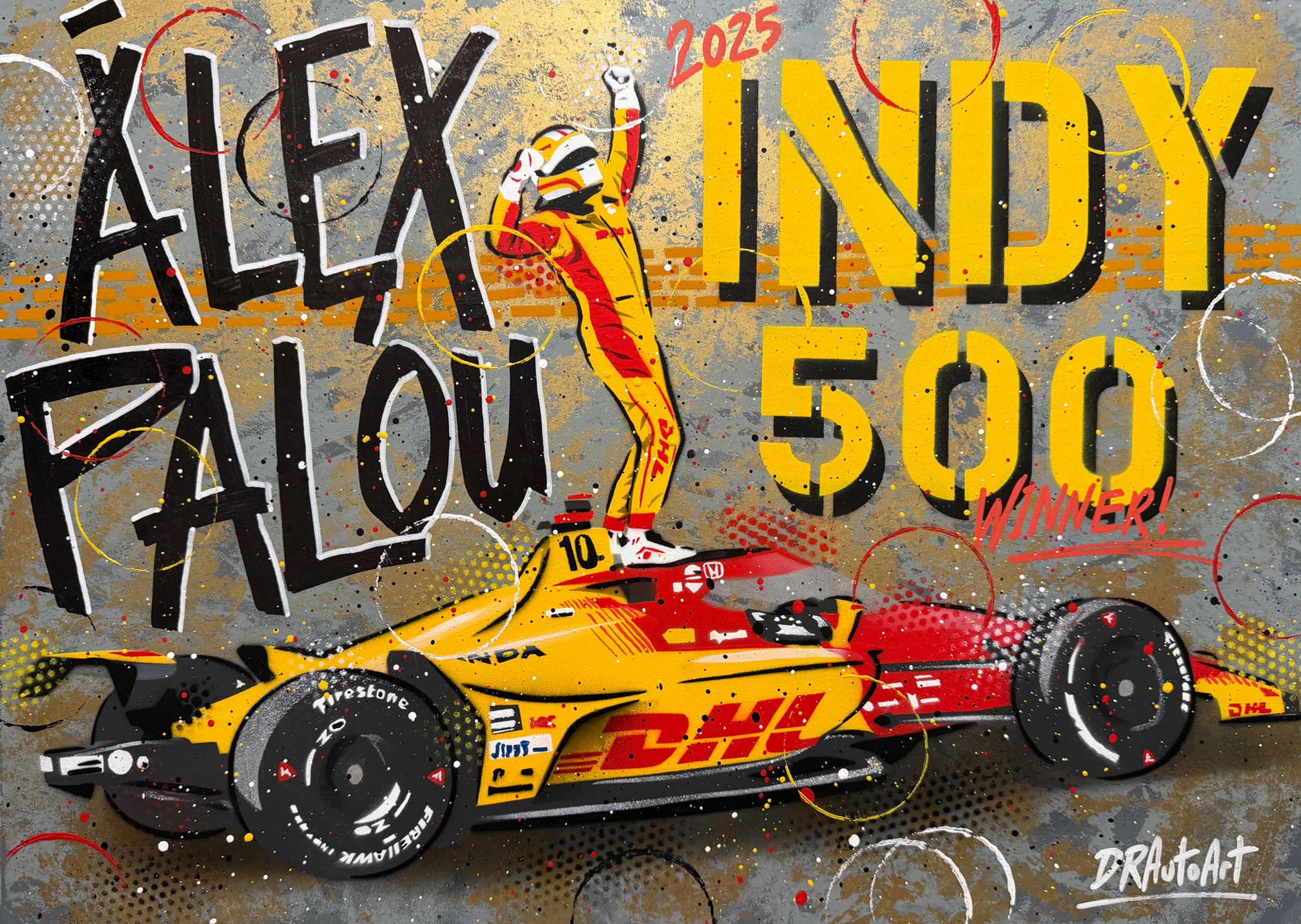 Alex Palou, Indy500 Winner 2025 - Graffiti Painting
