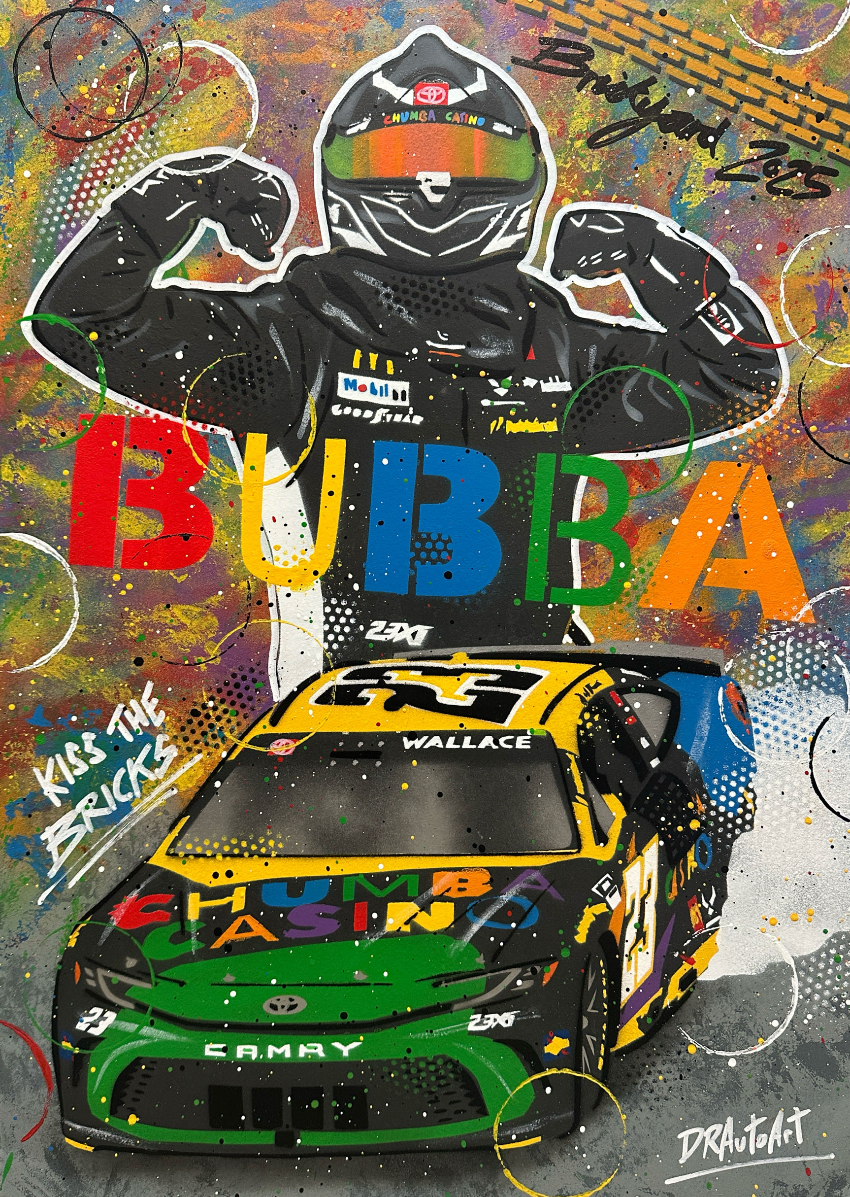 Bubba Wallace, Indy 2025, NASCAR - Graffiti Painting