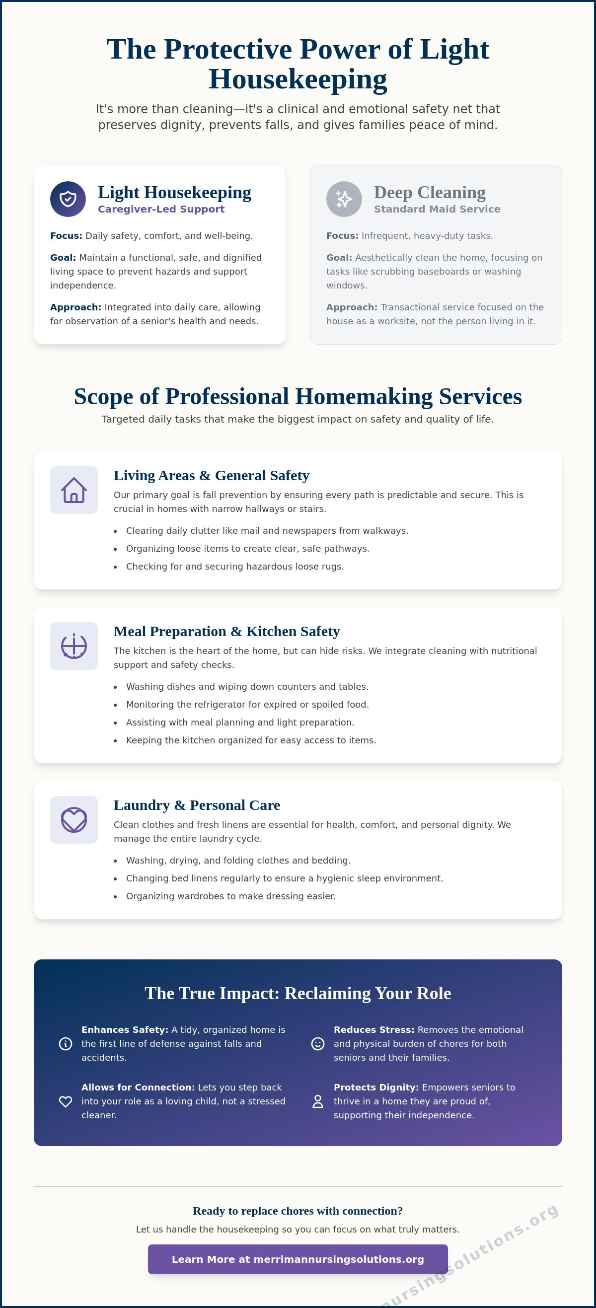 Light housekeeping for elderly