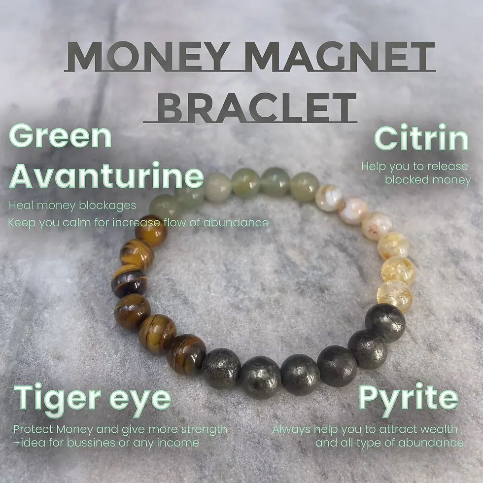 Money Magnet Bracelet with Pyrite Citrine Green Aventurine for wealth manifestation and abundance energy