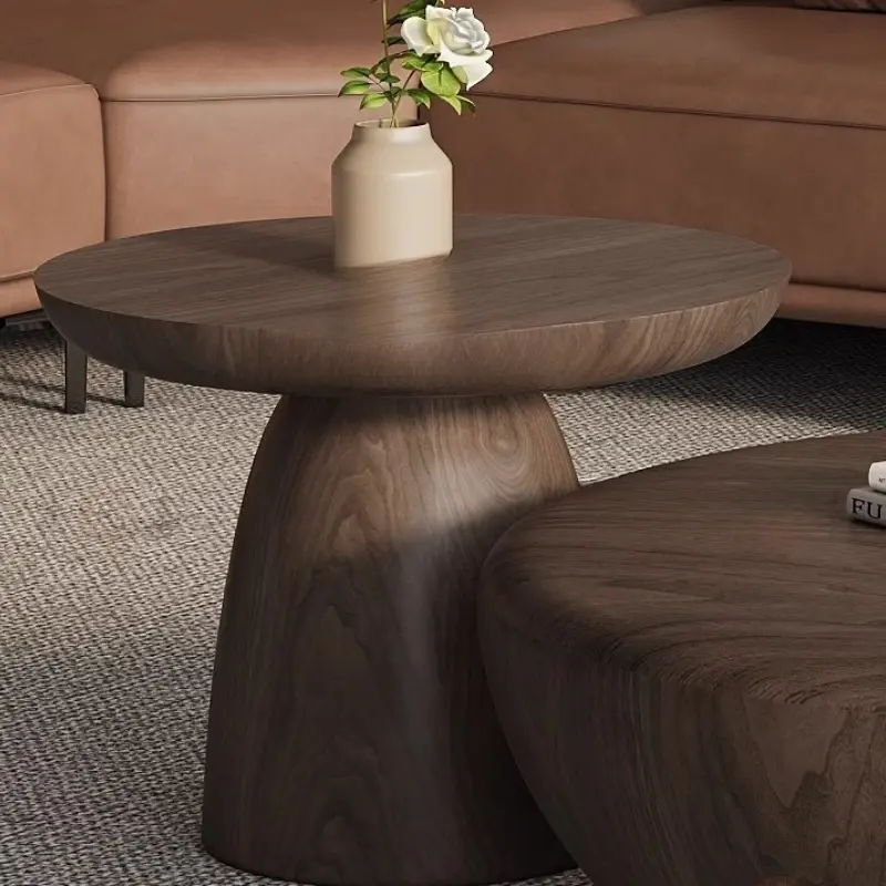 Thumbnail: Wabi Sabi Round Coffee Table – Solid Wood Modern Minimalist Center Table Set