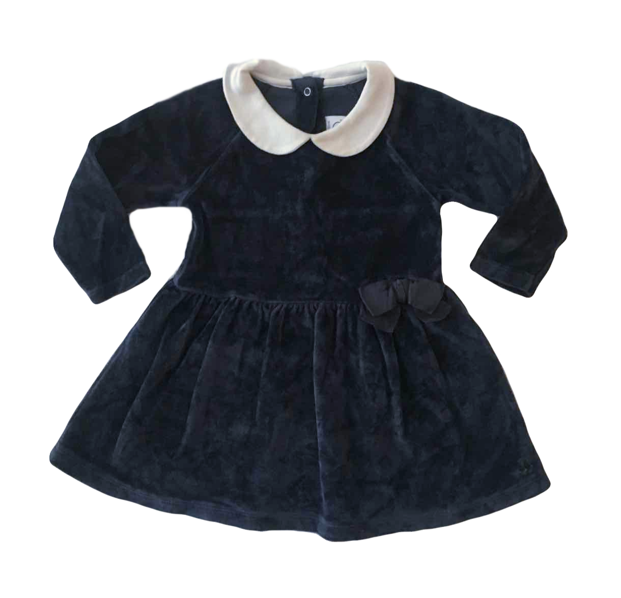PETIT BATEAU_ROBE VELOURS BLEU_18M