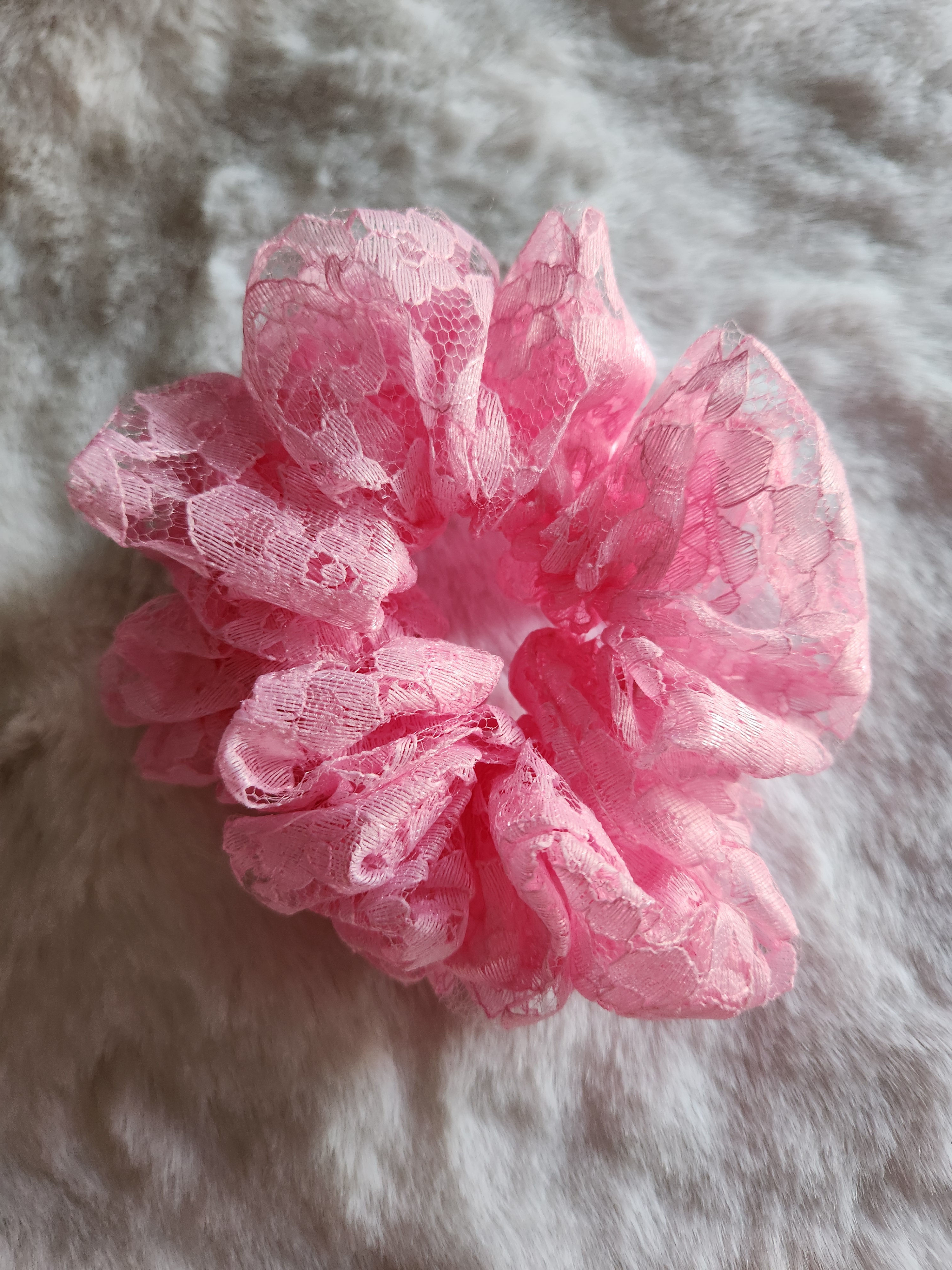 Pink Lace Scrunchie