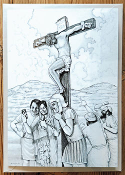 Selfie Crucifix Greeting Card