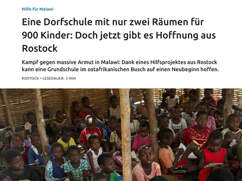 Nordkurier berichtet über unser Schulprojekt in Chepezi - 11.05.2026