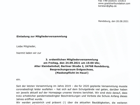 Mitgliederversammlung am 24.09.2021
