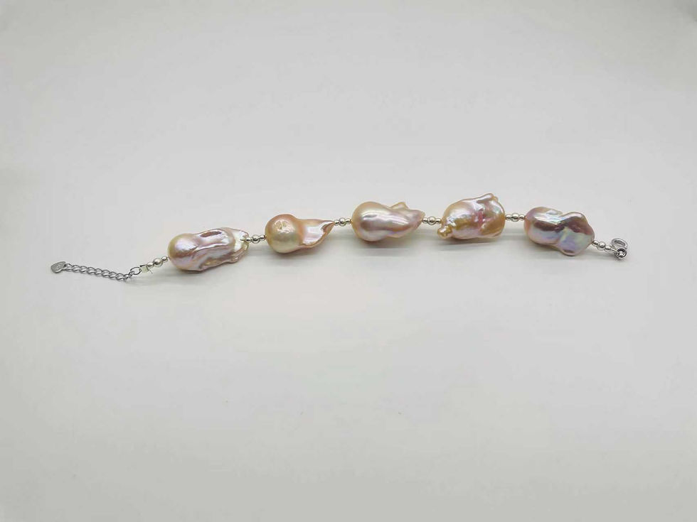 Thumbnail: S925 Sterling Silver Pearl Baroque Bracelet 
