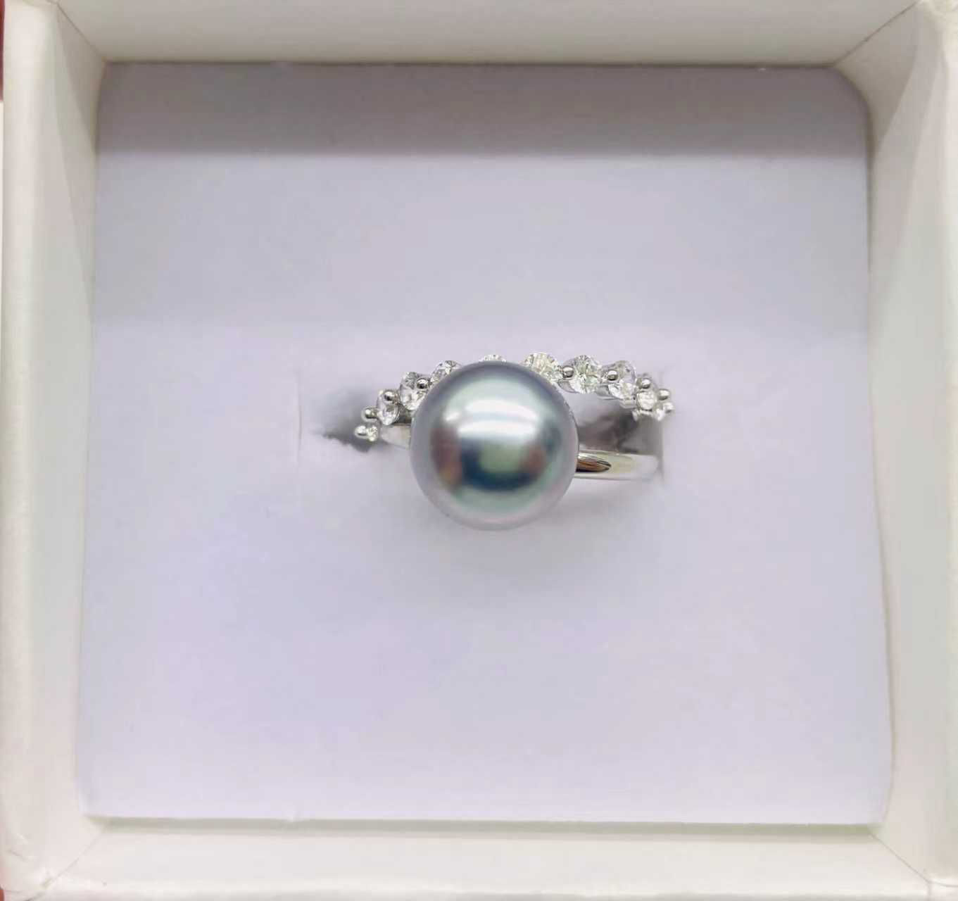 S925 Sterling Silver Tahitian Seawater Peacock Green Pearl