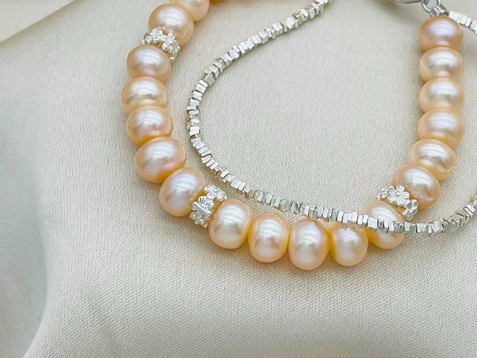 Thumbnail: 990 Sterling Silver Natural Freshwater Pearl with Layered Silver Fragments