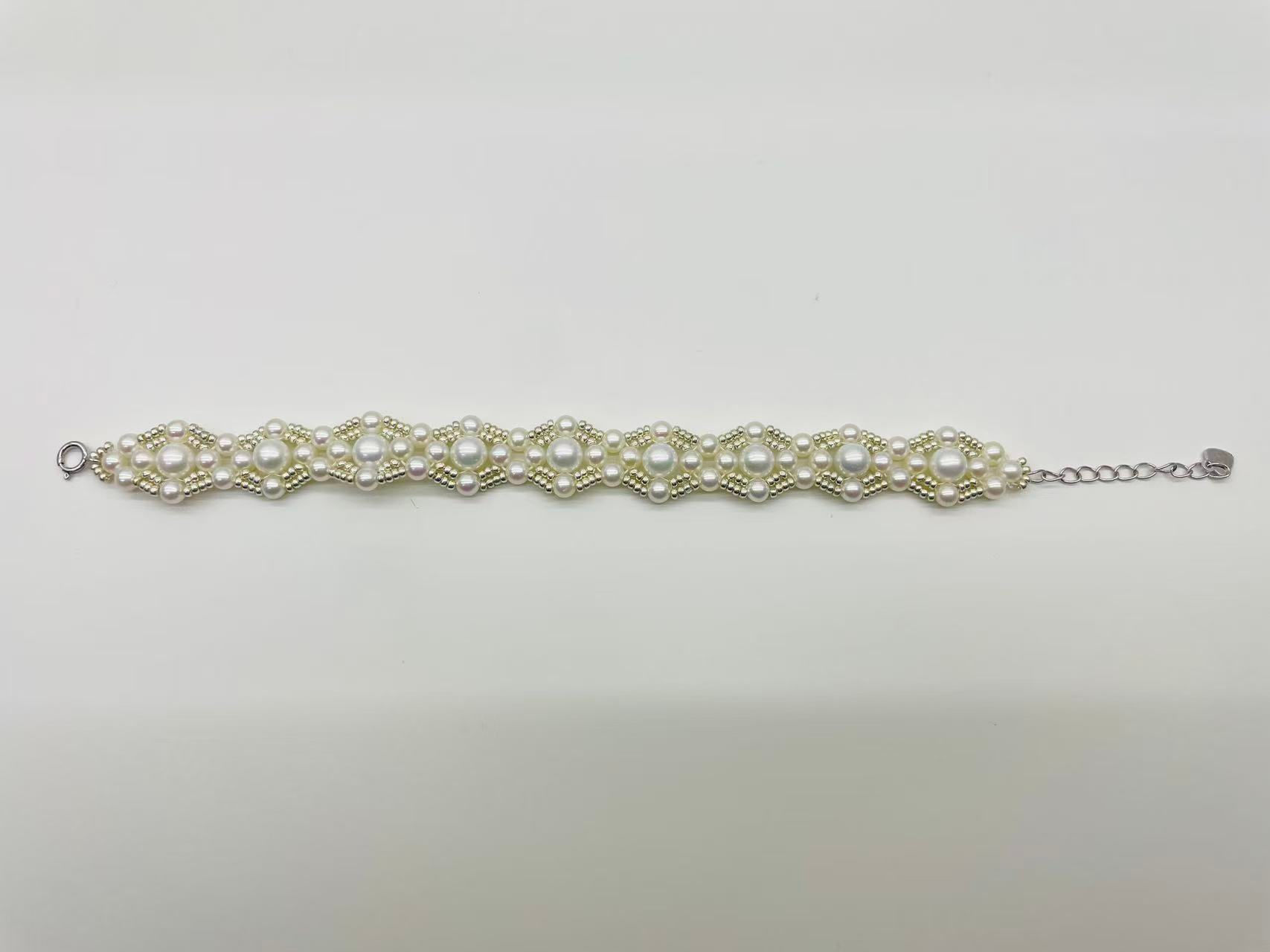 S925 sterling silver millet pearl bracelet