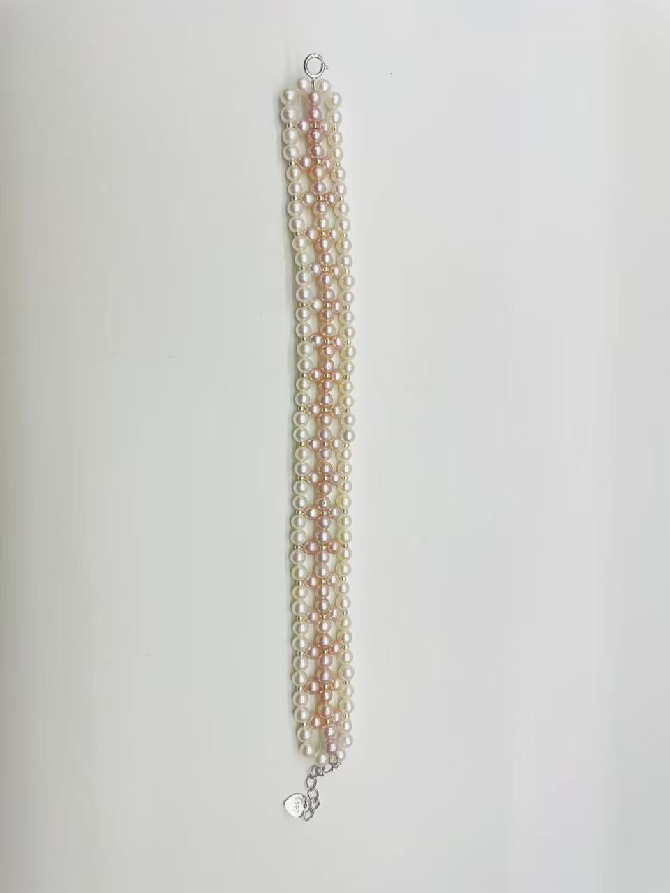 Thumbnail: S925 Sterling Silver Delicate Pearl Bracelet 