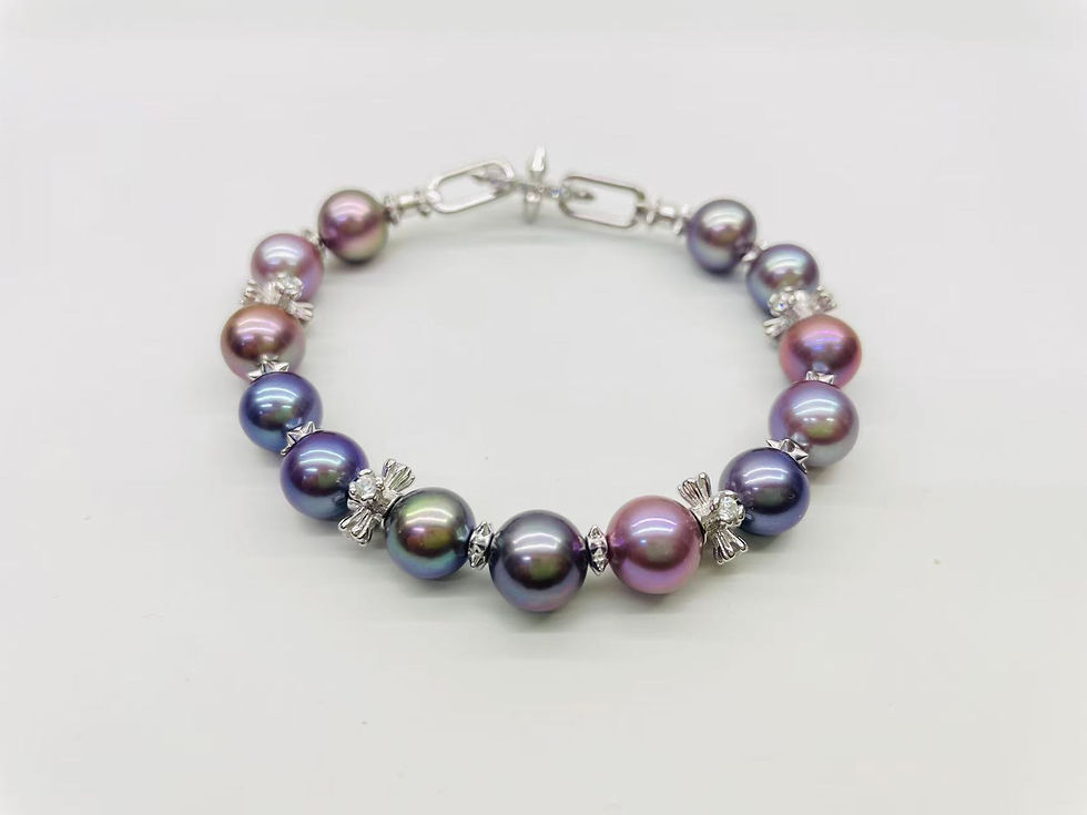 Thumbnail: S925 Sterling Silver Color Silver Clasp & Spacer Beads Pearl Bracelet