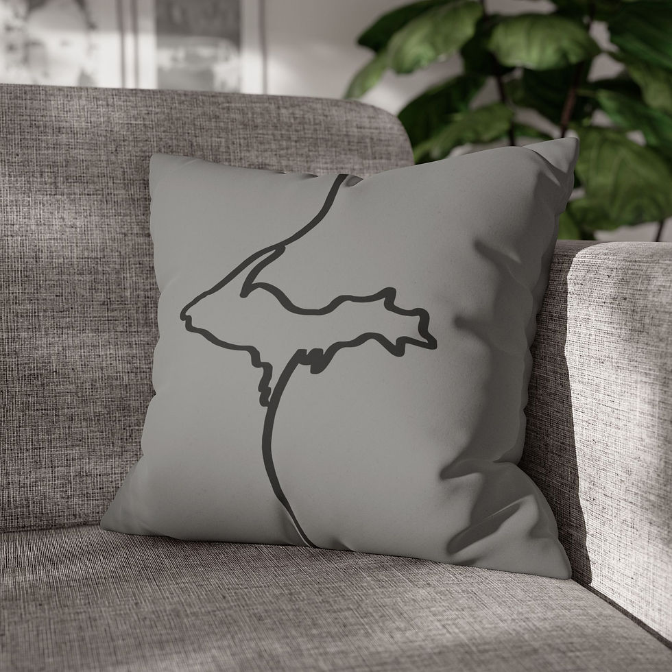 Thumbnail: UP Scroll Black on Gray Faux Suede Pillow (Case Only)
