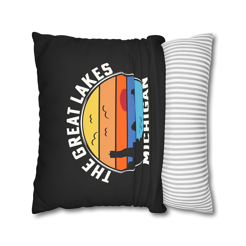 Thumbnail: The Great Lakes Michigan Black Faux Suede Pillow (Case Only)