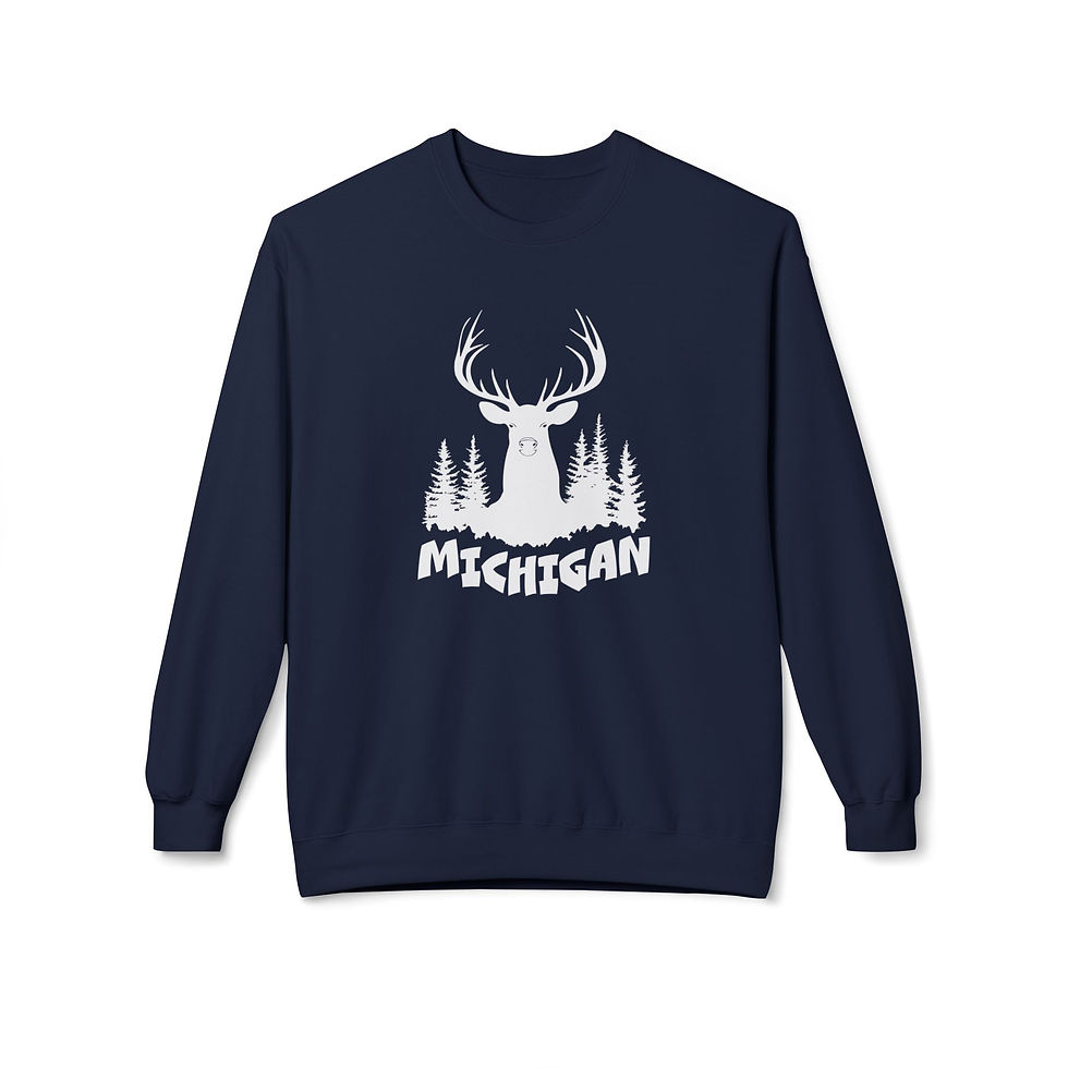 Thumbnail: Michigan Buck Unisex Midweight Fleece Crewneck Sweatshirt
