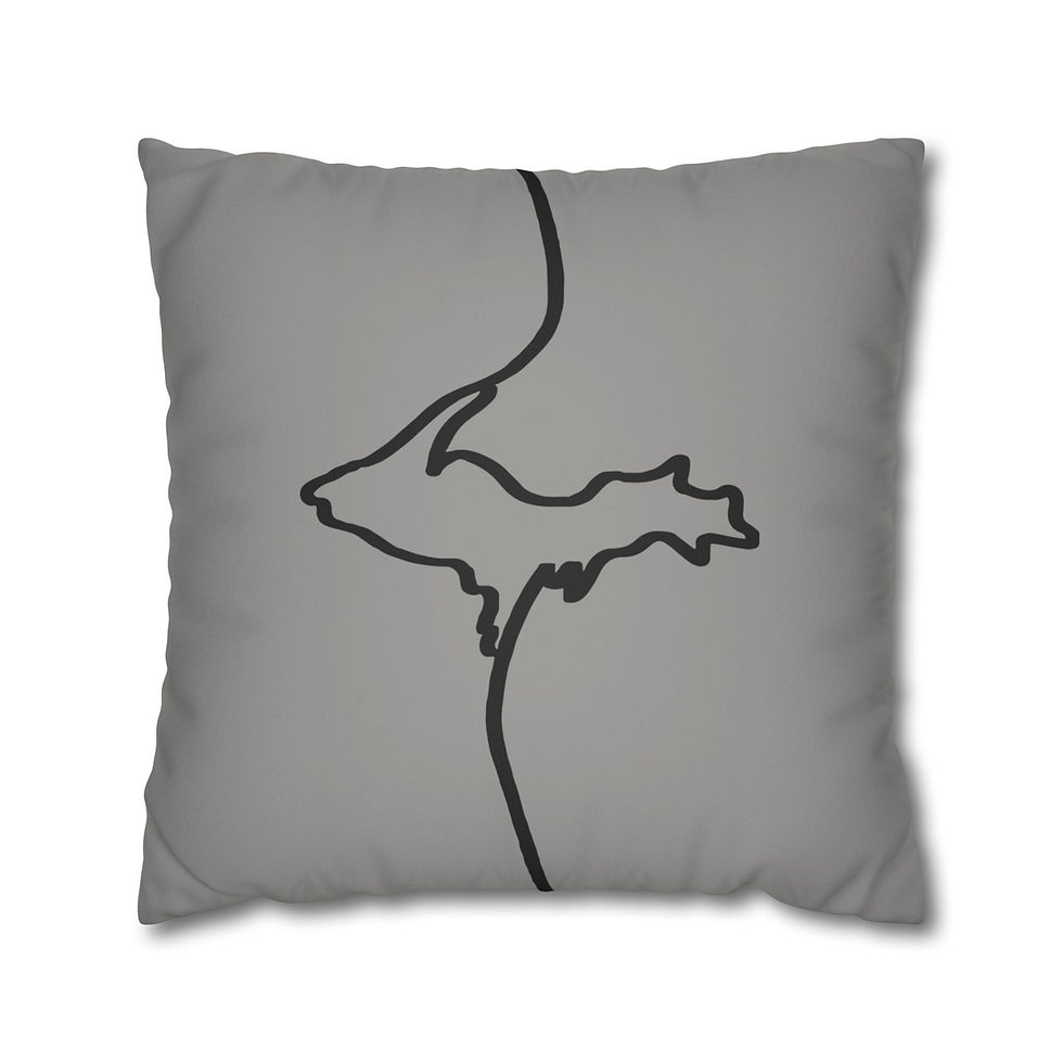Thumbnail: UP Scroll Black on Gray Faux Suede Pillow (Case Only)
