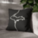 Thumbnail: UP Scroll White on Black Faux Suede Pillow (Case Only)
