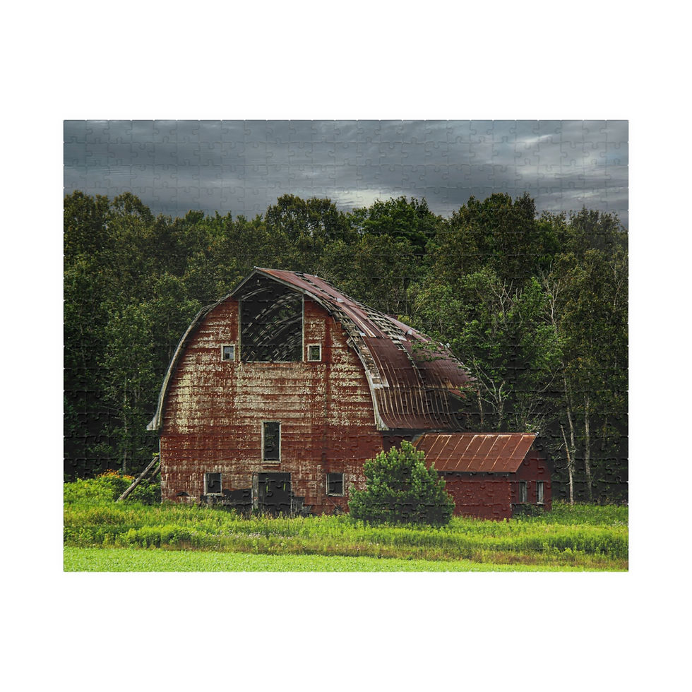 Thumbnail: Michigan Country Road Red Barn Jigsaw Puzzle (2 sizes)