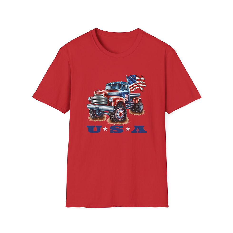 Thumbnail: USA Patriotic Truck Unisex Softstyle Tee Shirt