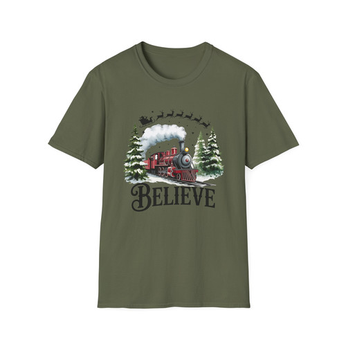 Believe Christmas Train Unisex Softstyle Tee Shirt | Attic 906