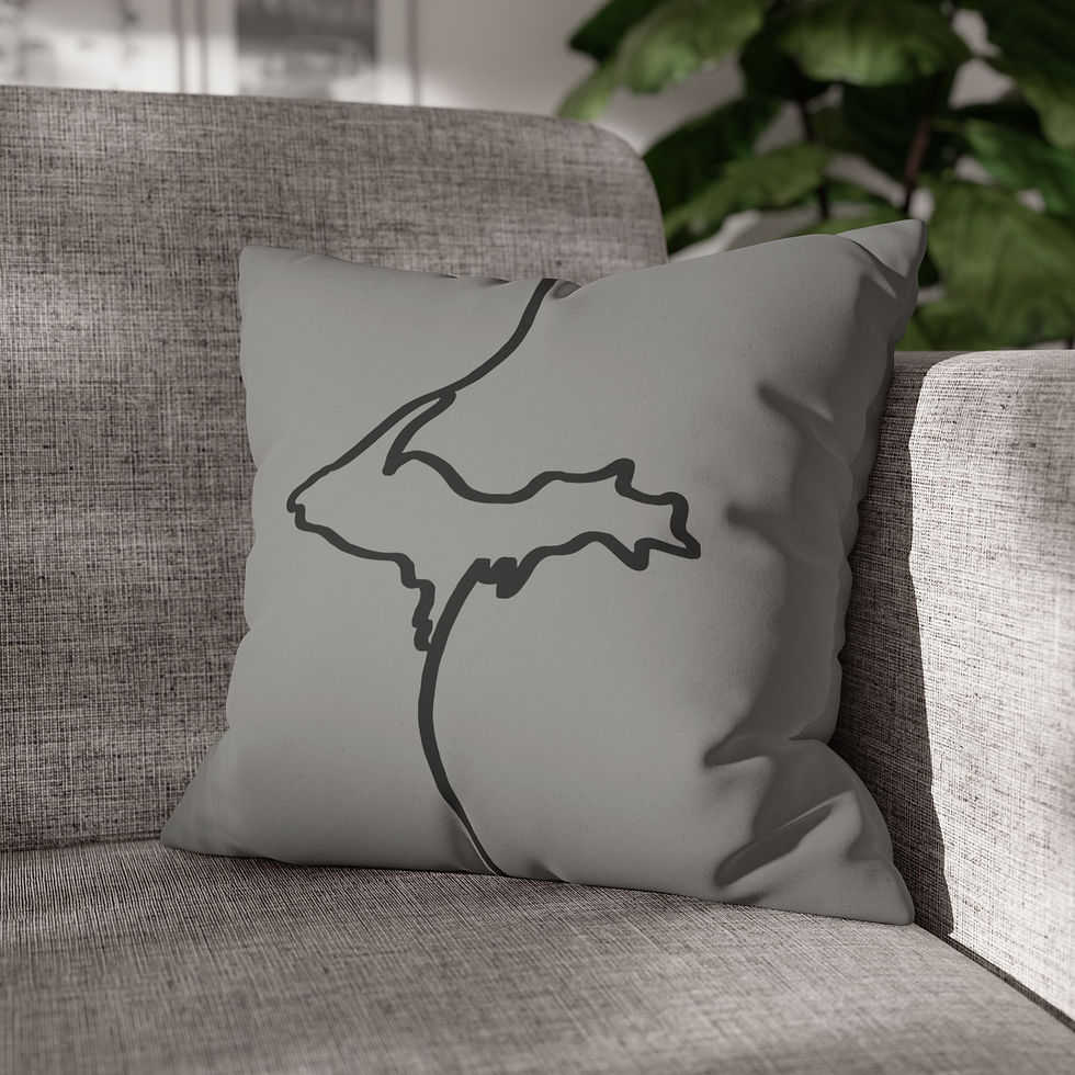 Thumbnail: UP Scroll Black on Gray Faux Suede Pillow (Case Only)