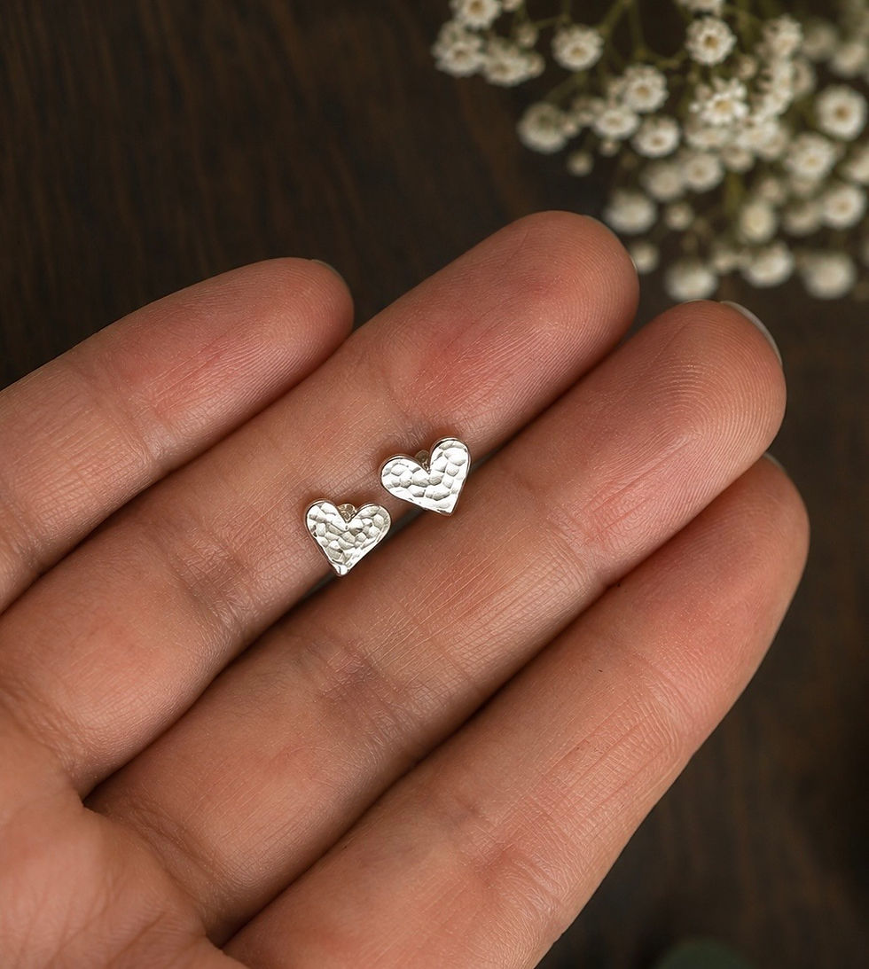 Thumbnail: Hammered Heart Stud Earrings