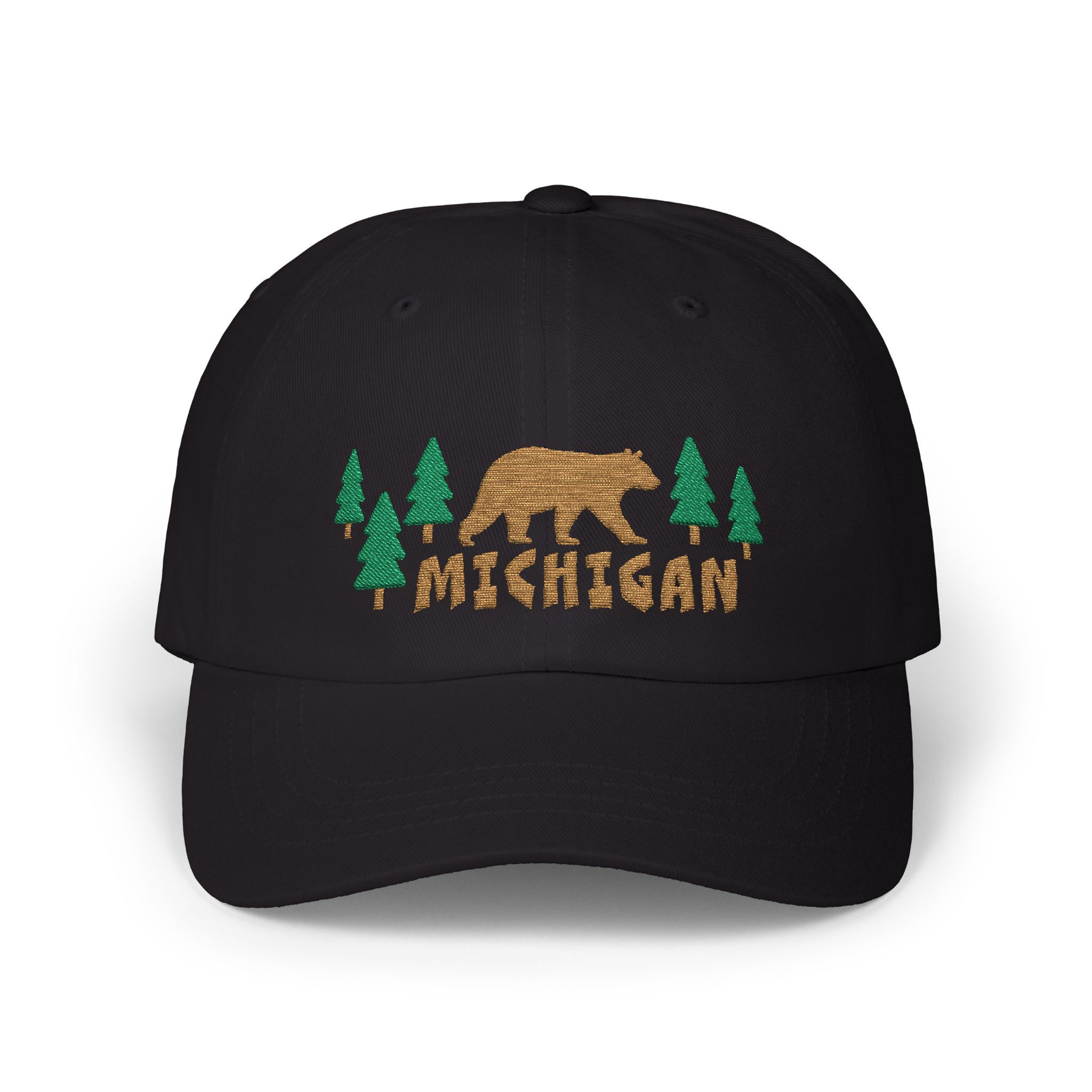 Michigan Bear Embroidered Low Profile Classic Cotton Hat
