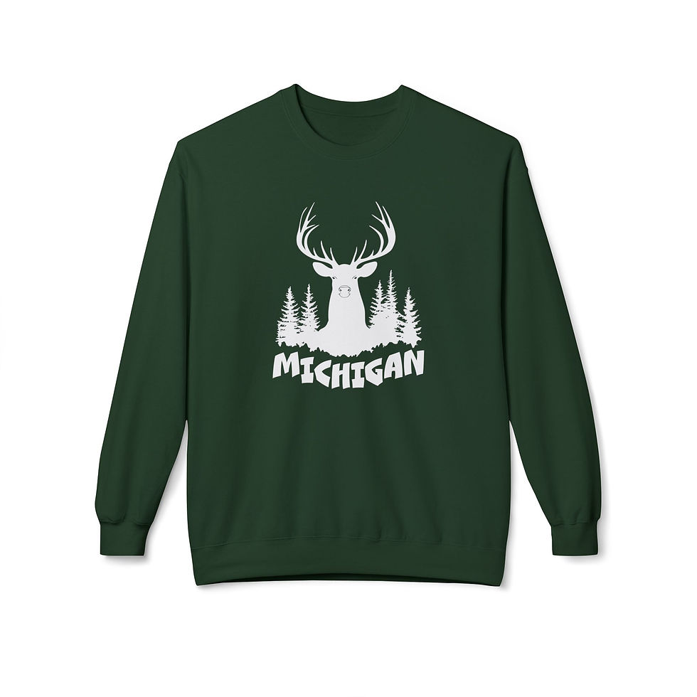 Thumbnail: Michigan Buck Unisex Midweight Fleece Crewneck Sweatshirt