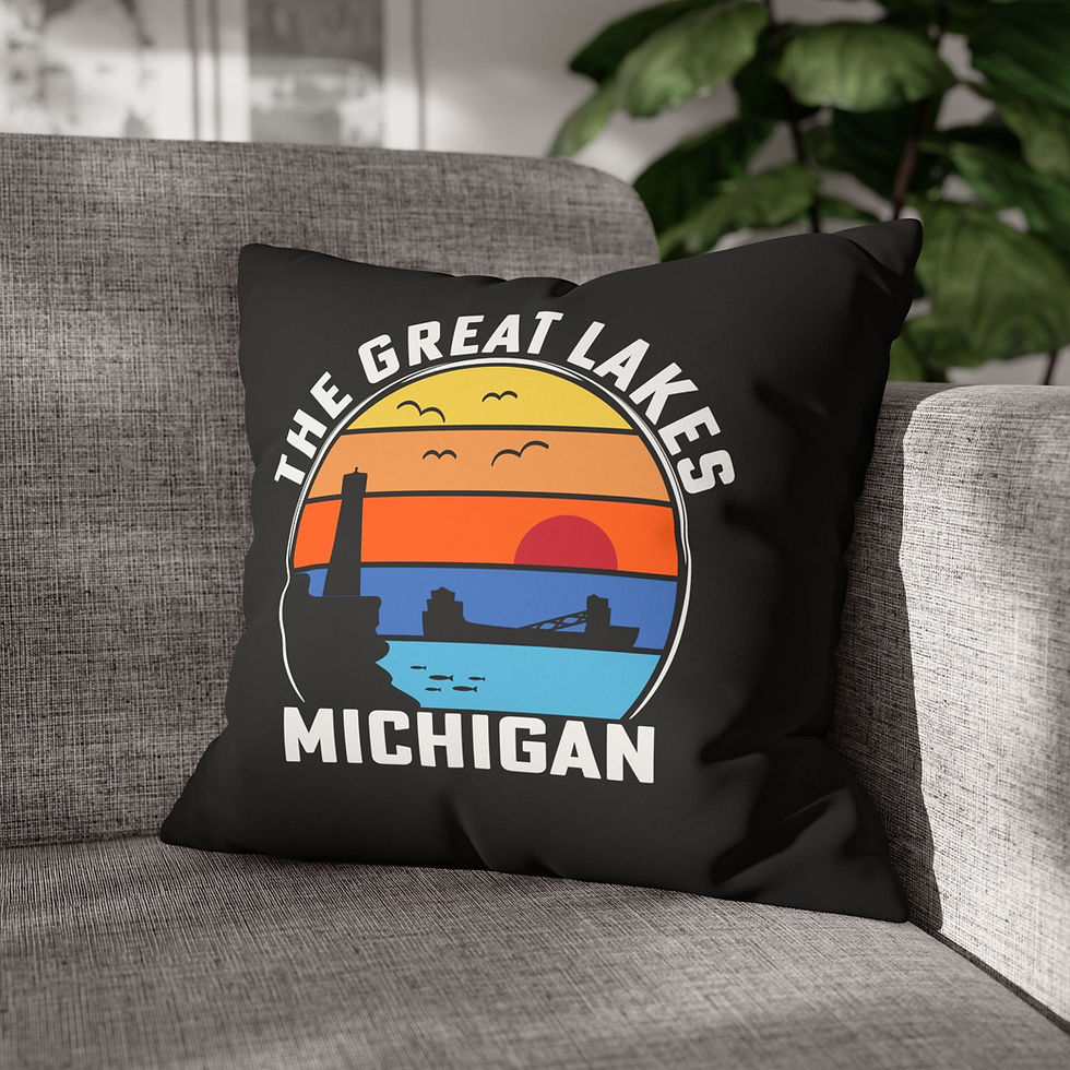 Thumbnail: The Great Lakes Michigan Black Faux Suede Pillow (Case Only)