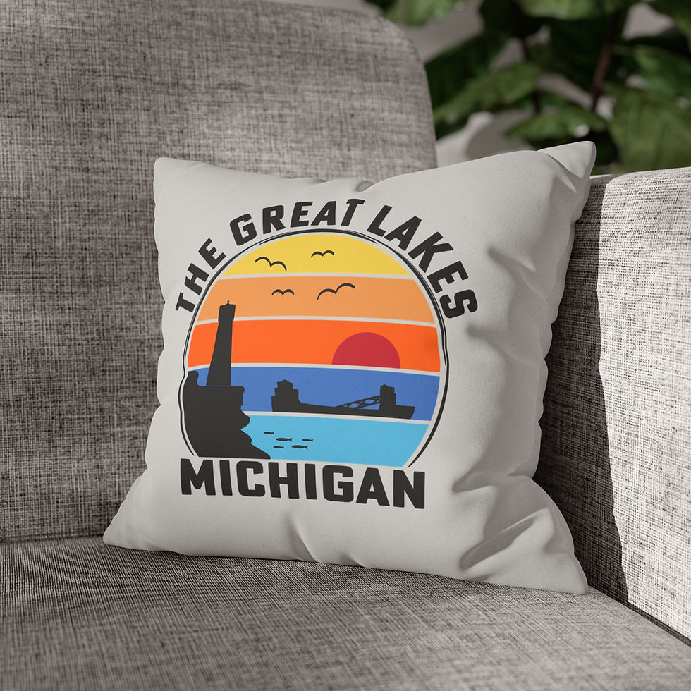 Thumbnail: The Great Lakes Michigan Gray Faux Suede Pillow (Case Only)